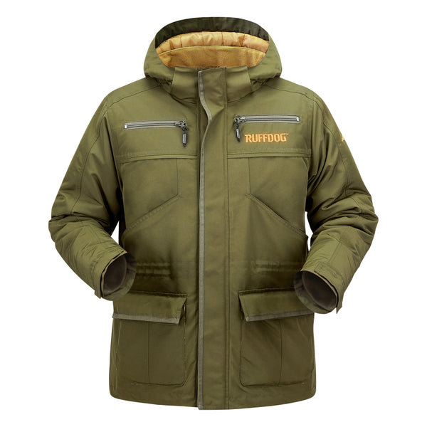 Ruffdog Winter Jacket for Dog Trainers and Dog Walkers - OLIVE with Shades of Gold SAVE 30%