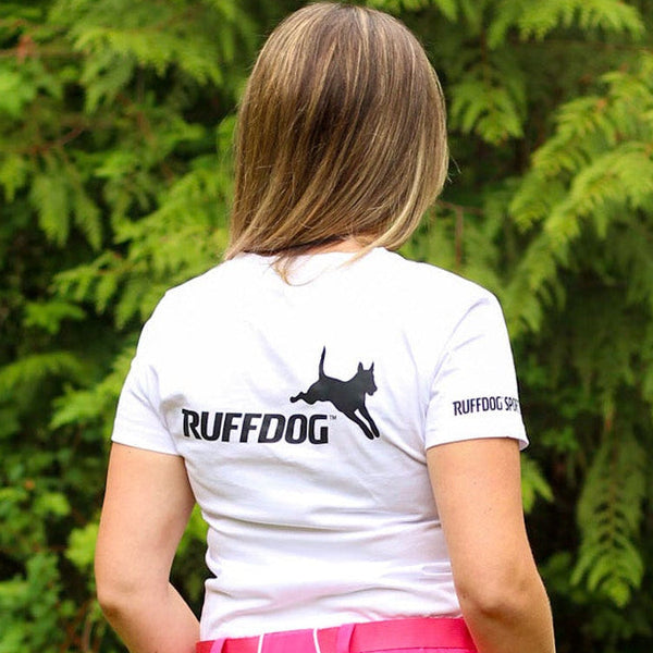Ruffdog Ladies WHITE Cotton T-Shirt – Slim Fit Deep V-Neck SAVE 60%