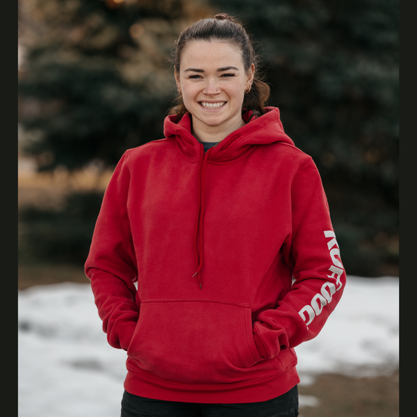 Ruffdog DRIVE Unisex Hoodie – Royal Red with White Sleeve Logo | Dog Trainer Hoodie - Presale SAVE 20%