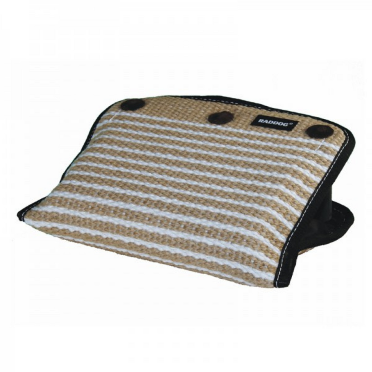 RADDOG Trojan Wedge Jute bite training wedge with striped jute surface, reinforced edges, and handle grips for dog protection training.